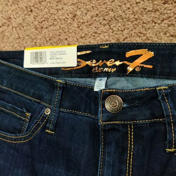 NWT Seven 7 Cropped Jeans Women's Size 8 Tower Straight High Waist Dark Blue - Picture 2 of 8